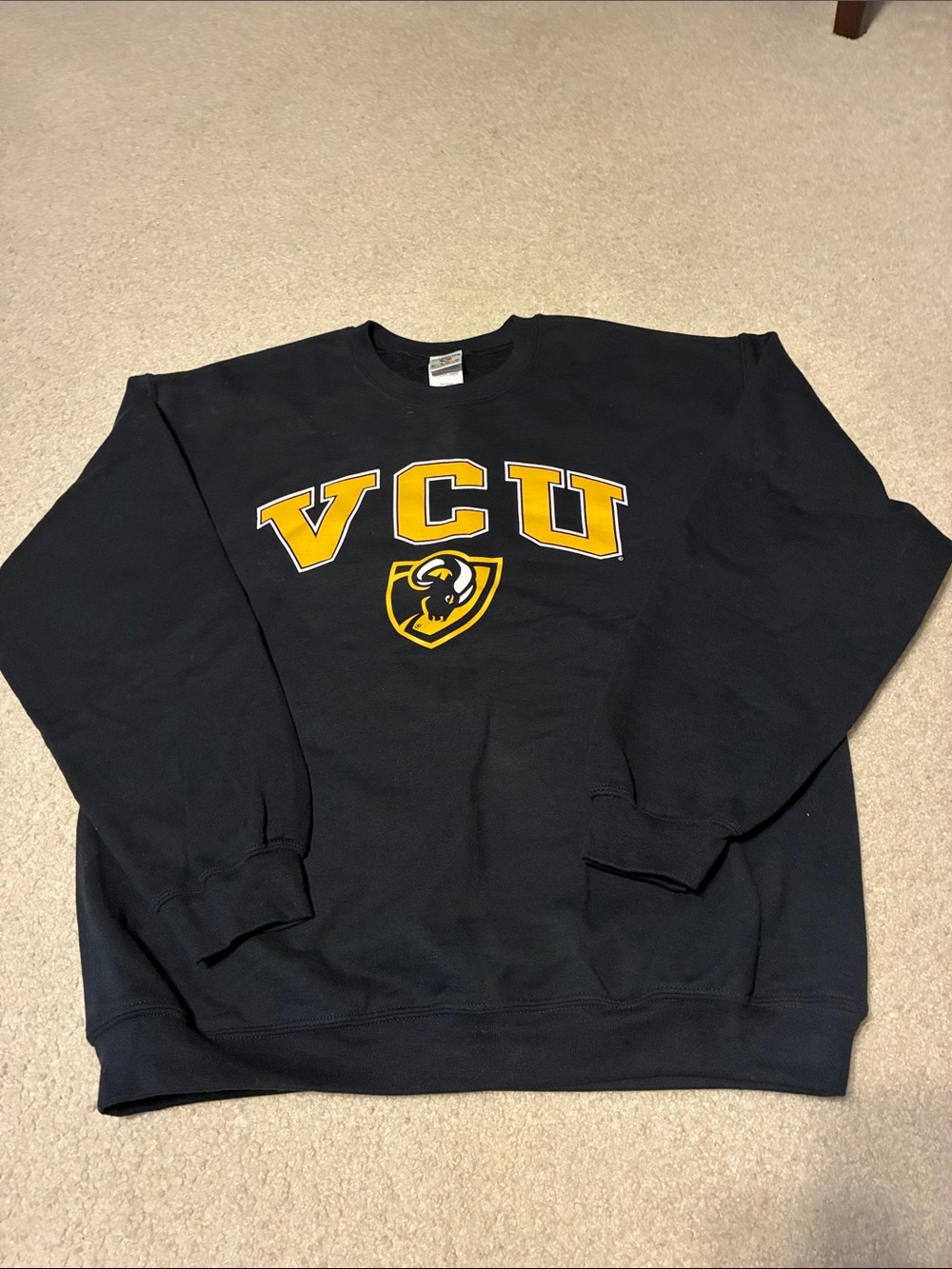 Men's Black Crewneck Sweatshirt with Gold Logo